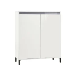 Credenza bianco lucida e antracite 100x40x110h cm 2 ante - Iwao