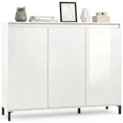 Credenza bianco lucida e antracite 138x40x110h cm 3 ante - Miriana