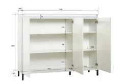 Credenza bianco lucida e antracite 138x40x110h cm 3 ante - Miriana