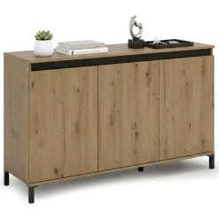 Credenza bianco lucida e antracite 138x40x90h cm 3 ante - Attilius