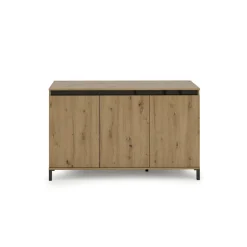 Madie|Credenze > Dmora Credenza bianco lucida e antracite 140x38x92h cm 2 ante e 4 cassetti - Ernesta Nero Antracite, Bianco Lucido