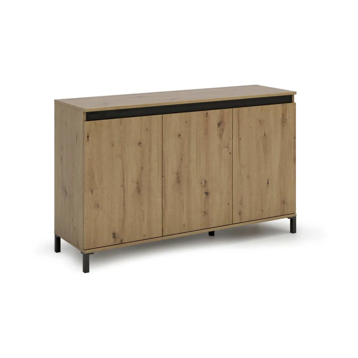 Madie|Credenze > Dmora Credenza bianco lucida e antracite 140x38x92h cm 2 ante e 4 cassetti - Ernesta Nero Antracite, Bianco Lucido