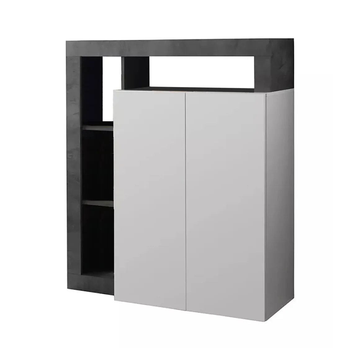 Credenza bianco lucida e ardesia 108x42x127h cm 2 ante - Smeraldo