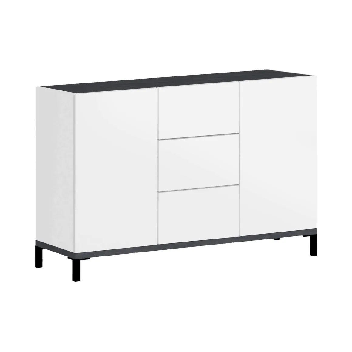 Credenza bianco lucida e ardesia 120x40x80h cm 2 ante e 3 cassetti - Jessie