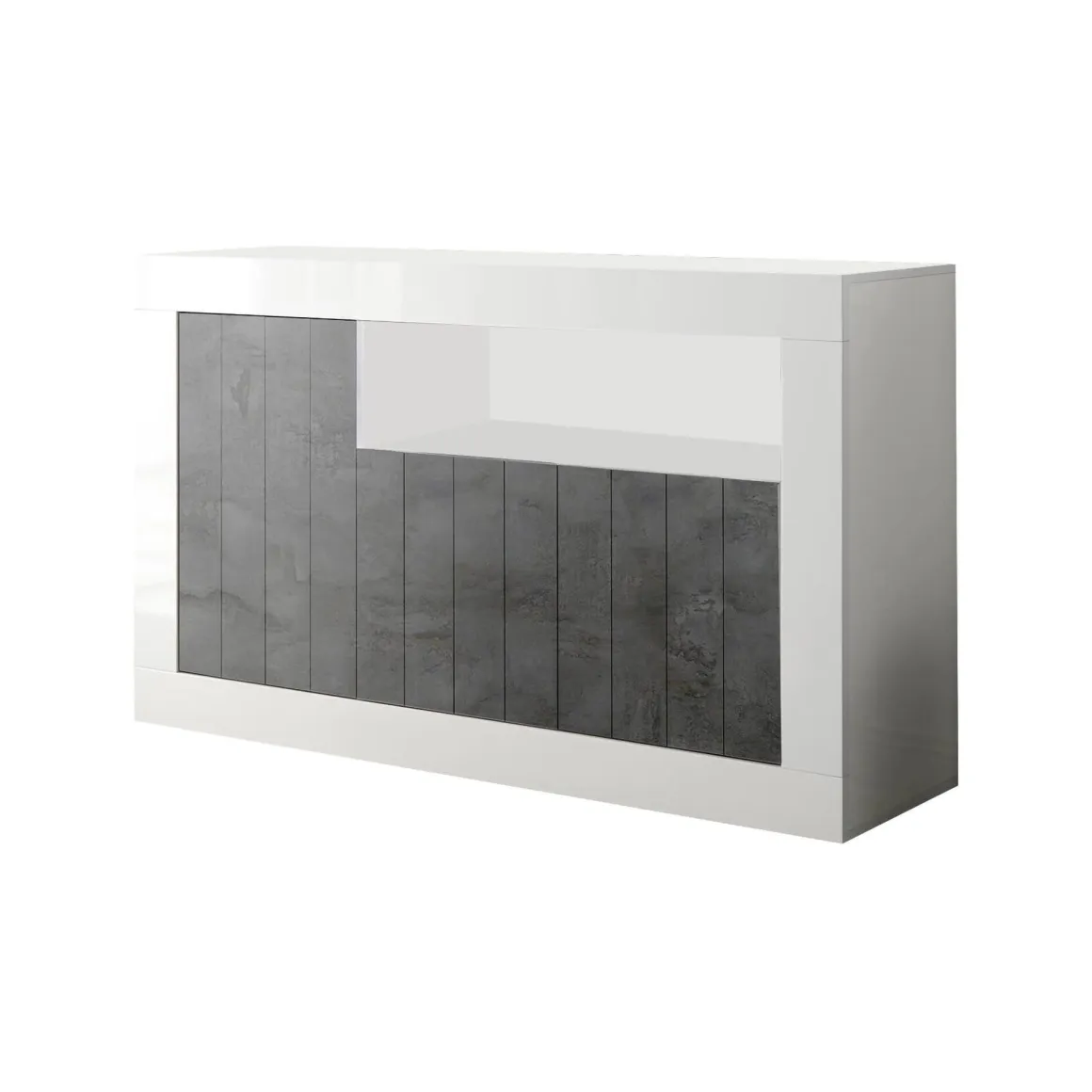 Credenza bianco lucida e ardesia 138x42x86h cm 3 ante - Dolphin