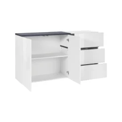 Credenza bianco lucida e ardesia 150x40x80h cm 2 ante e 3 cassetti - Asgard
