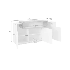 Credenza bianco lucida e ardesia 160x45x85h cm 4 ante - Aschly