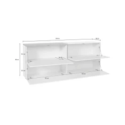 Credenza bianco lucida e ardesia 210x40x80h cm 4 ante - Anubi