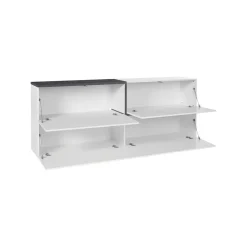 Credenza bianco lucida e ardesia 210x40x80h cm 4 ante - Anubi
