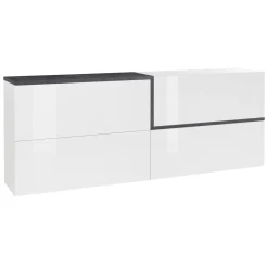 Credenza bianco lucida e ardesia 210x40x80h cm 4 ante - Anubi