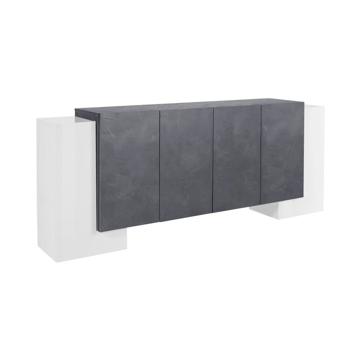 Credenza bianco lucida e ardesia 210x45x85h cm 6 ante - Hades