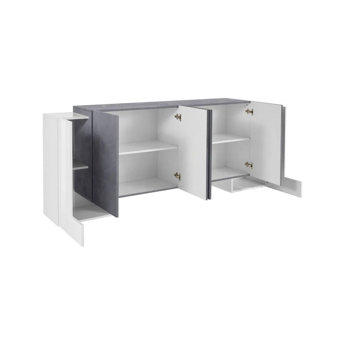 Credenza bianco lucida e ardesia 210x45x85h cm 6 ante - Hades