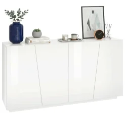 Credenza bianco lucida 180x43x86h cm 2 ante e 3 cassetti - Ariet