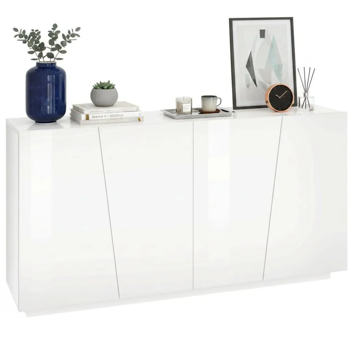 Credenza bianco lucida 180x43x86h cm 2 ante e 3 cassetti - Ariet