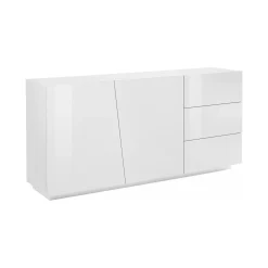 Credenza bianco lucida 180x43x86h cm 2 ante e 3 cassetti - Ariet