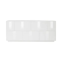 Cucina|Madie > Dmora Credenza bianco lucida 200x43x86h cm 4 ante - Ania Bianco Lucido