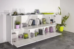 Cucina|Madie > Dmora Credenza bianco lucida 200x43x86h cm 4 ante - Ania Bianco Lucido