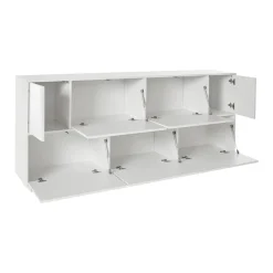 Cucina|Madie > Dmora Credenza bianco lucida 200x43x86h cm 4 ante - Ania Bianco Lucido