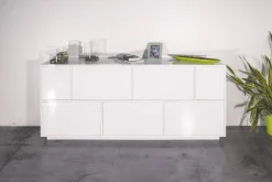 Cucina|Madie > Dmora Credenza bianco lucida 200x43x86h cm 4 ante - Ania Bianco Lucido