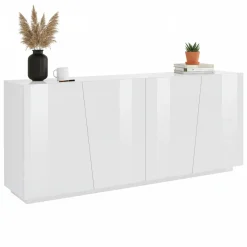 Credenza bianco lucida 200x43x86h cm 4 ante - Apollo