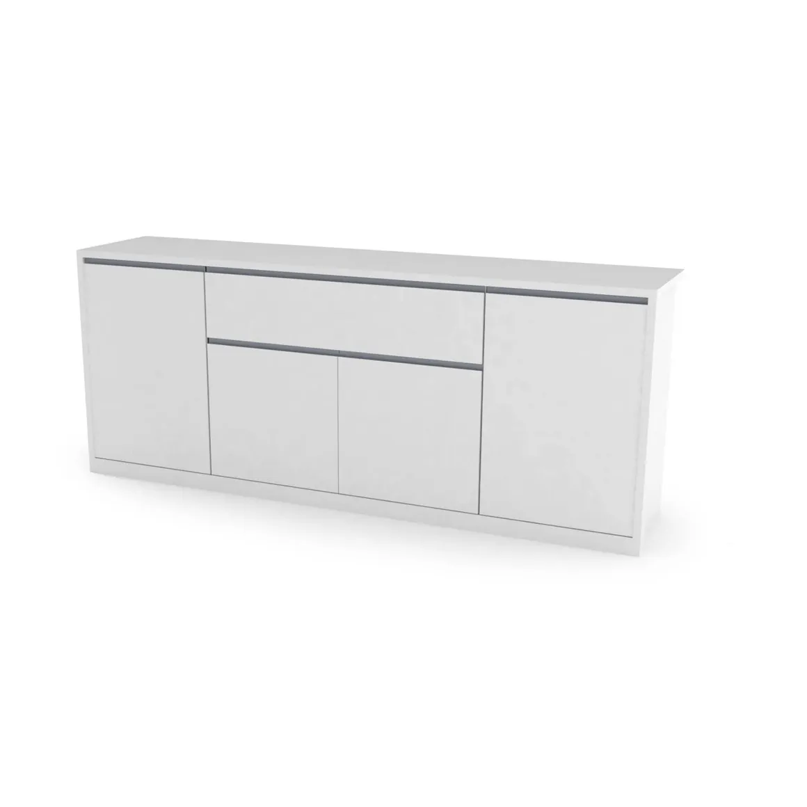 Credenza bianco lucida 210x45x85h cm 4 ante e 1 cassetto - Plutone
