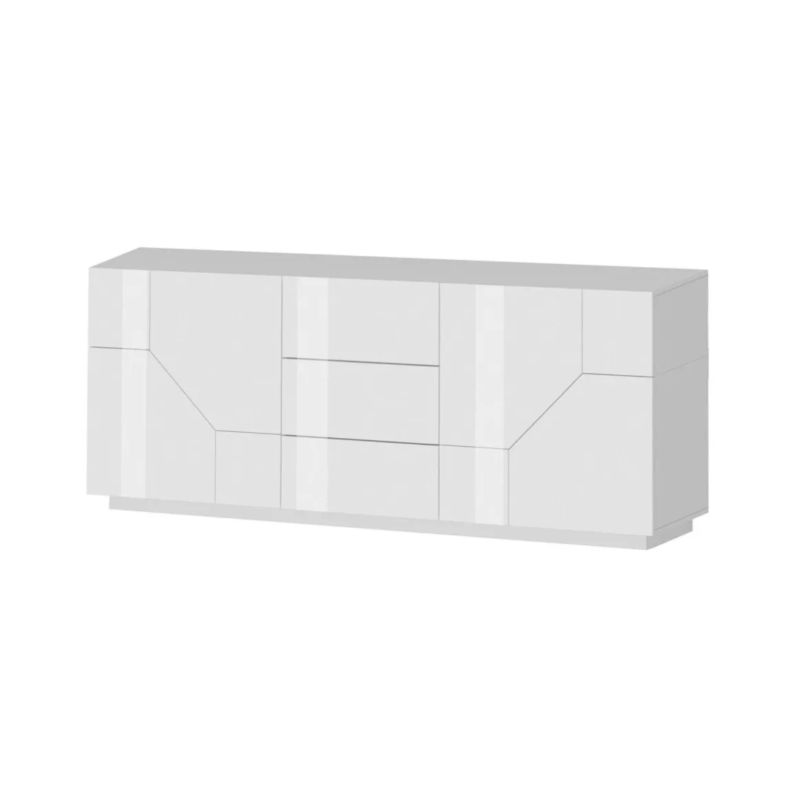 Credenza bianco lucida 220x43x86h cm 4 ante e 3 cassetti - Almira