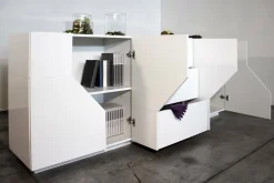 Credenza bianco lucida 220x43x86h cm 4 ante e 3 cassetti - Almira