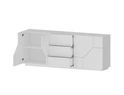 Credenza bianco lucida 220x43x86h cm 4 ante e 3 cassetti - Almira