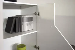 Credenza bianco lucida 220x43x86h cm 4 ante e 3 cassetti - Almira
