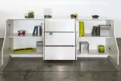Credenza bianco lucida 220x43x86h cm 4 ante e 3 cassetti - Almira
