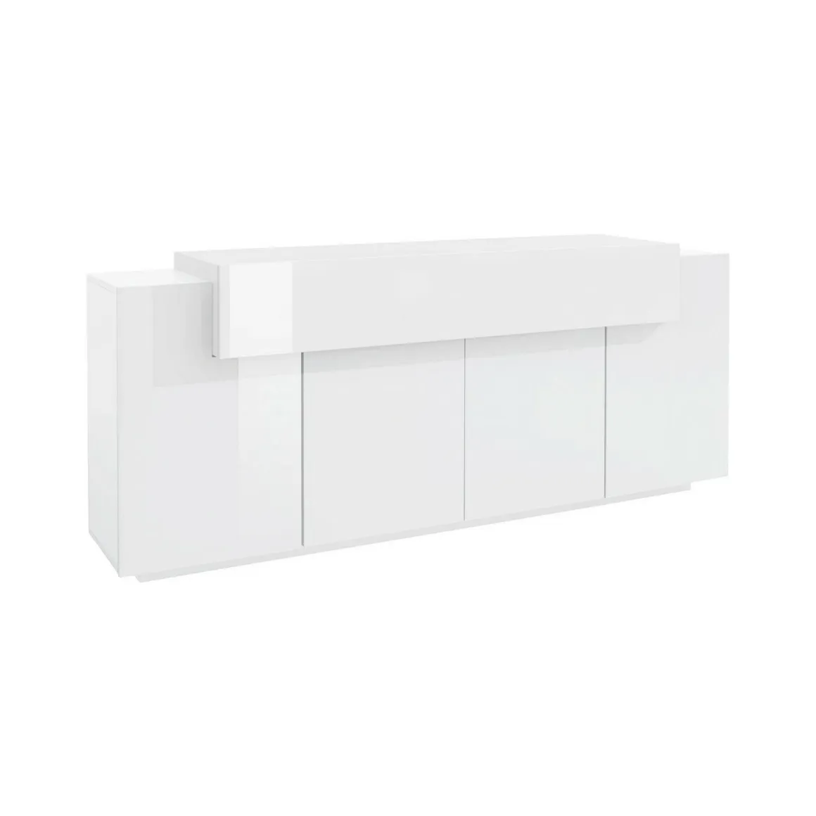 Cucina|Salotto > Dmora Credenza bianco lucida 220x45x86h cm 5 ante e 2 cassetti - Akirum Bianco Lucido