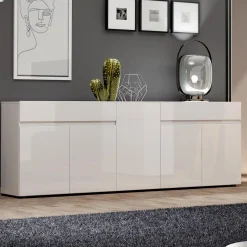 Cucina|Madie > Dmora Credenza bianco lucida 79x43x86h cm 2 ante - Amento Bianco Lucido