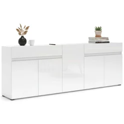 Cucina|Madie > Dmora Credenza bianco lucida 79x43x86h cm 2 ante - Amento Bianco Lucido