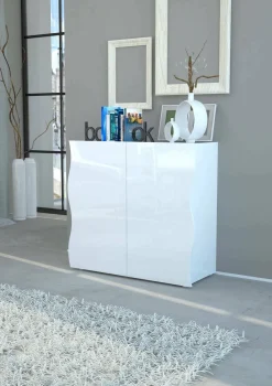 Credenza bianco lucida 90x40x81h cm 2 ante e 2 cassetti - Anifares