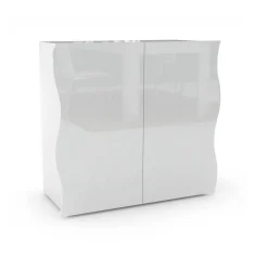 Credenza bianco lucida 90x40x81h cm 2 ante e 2 cassetti - Anifares