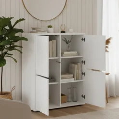 Cucina|Madie > Dmora Credenza bianco lucida 100x43x106h cm 2 ante - Arbal Bianco Lucido