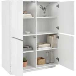 Cucina|Madie > Dmora Credenza bianco lucida 100x43x106h cm 2 ante - Arbal Bianco Lucido