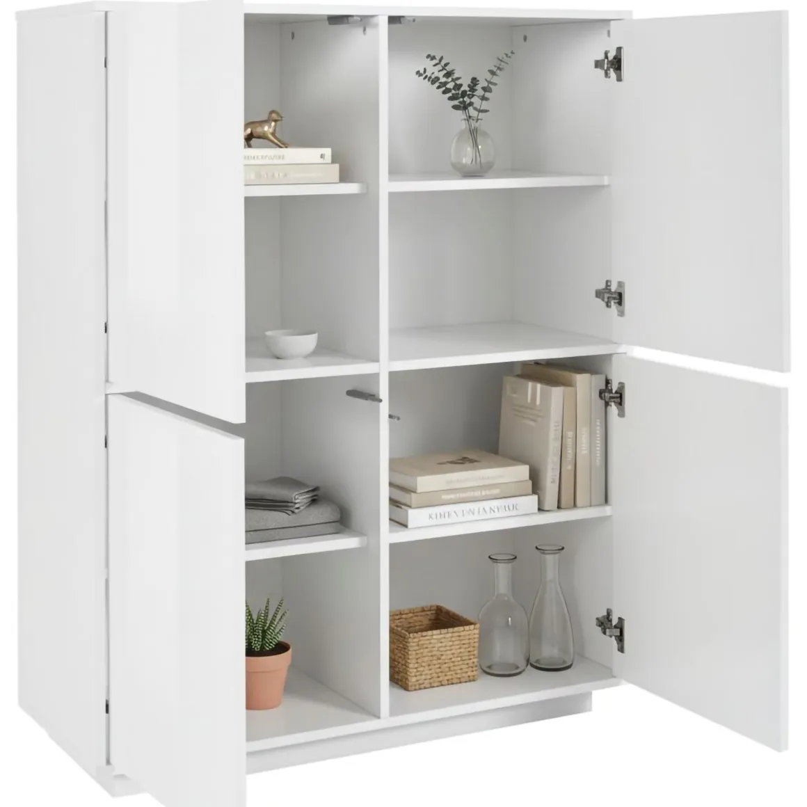 Credenza bianco lucida 100x41x126h cm 4 ante - Ara