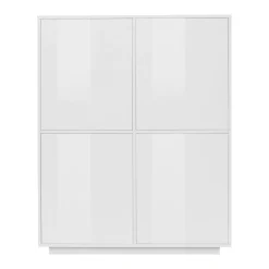 Credenza bianco lucida 100x41x126h cm 4 ante - Ara