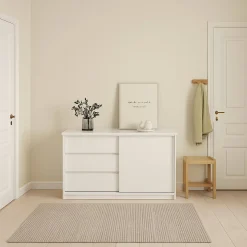 Cucina|Madie > Dmora Credenza bianco lucida 120x43x126h cm 4 ante - Abbabbau Bianco Lucido