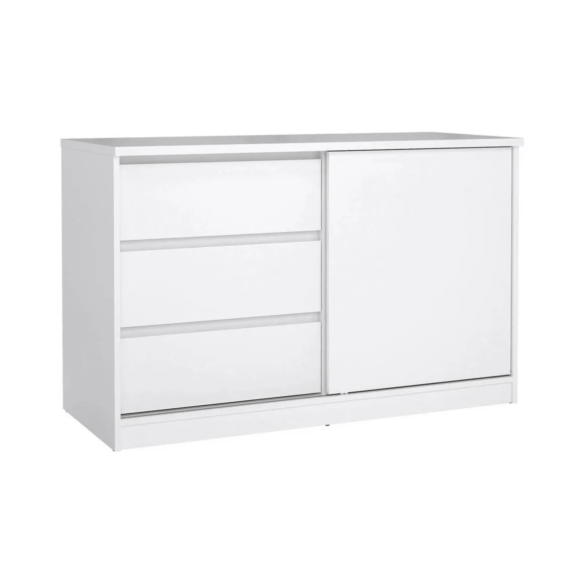 Credenza bianco lucida 118x50x75h cm 1 anta e 3 cassetti - Bebinca