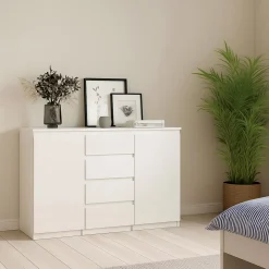 Cucina|Madie > Dmora Credenza bianco lucida 121x38x86h cm 2 ante - Acab Bianco Lucido
