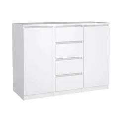 Credenza bianco lucida 120x50x90h cm 2 ante e 4 cassetti - Angelika
