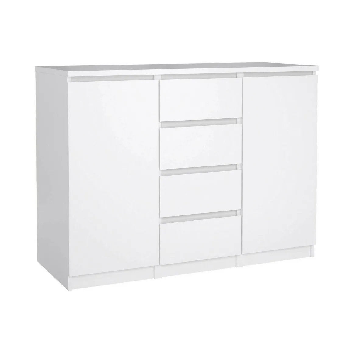 Credenza bianco lucida 120x50x90h cm 2 ante e 4 cassetti - Angelika