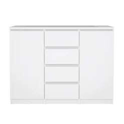 Credenza bianco lucida 120x50x90h cm 2 ante e 4 cassetti - Angelika