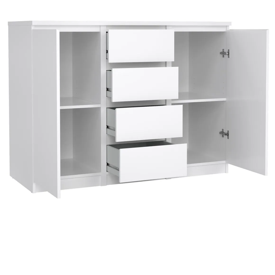 Credenza bianco lucida 120x50x90h cm 2 ante e 4 cassetti - Angelika
