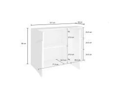Credenza bianco lucida 121x38x86h cm 3 ante - Axl