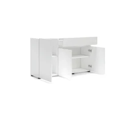 Cucina|Salotto > Dmora Credenza bianco lucida 140x43x86h cm 2 ante e 3 cassetti - Favonio Bianco Lucido