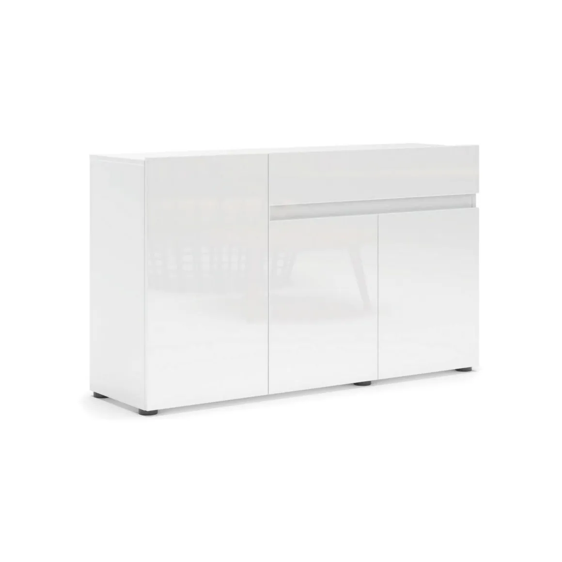 Credenza bianco lucida 135x38x79h cm 3 ante e 1 cassetto - Deodata