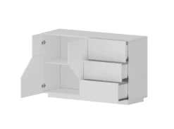 Credenza bianco lucida 141x43x86h cm 2 ante e 3 cassetti - All